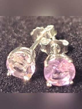 925 Sterling Silver Purple Cubic Zirconia Stud Earrings